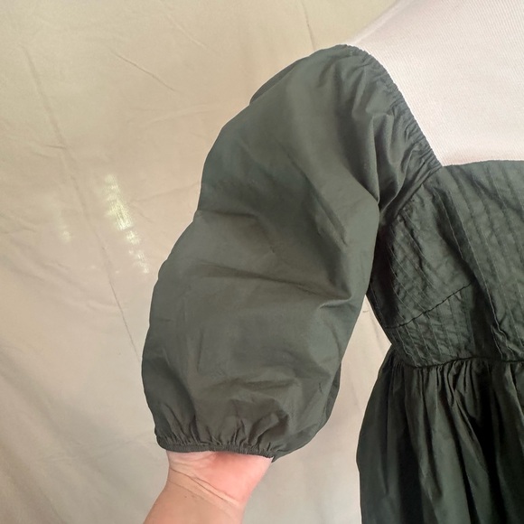 Sage Forest Green Mini Dress NWT Hyacinth House babydoll large sweetheart puff - Picture 4 of 16